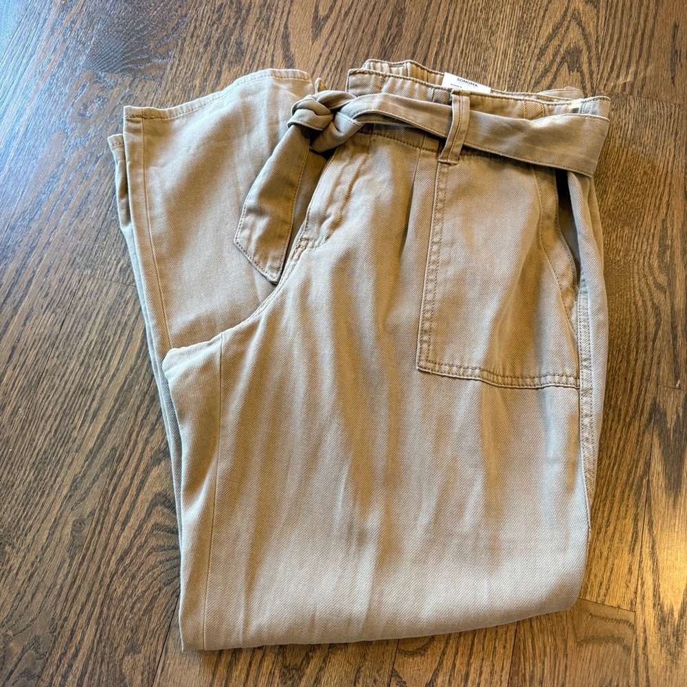 NWT Sonoma Tan Casual Tie-Waist mid-rise relaxed capri Pants size 16 - Picture 5 of 11